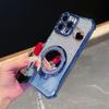 Ymyhyuxi Soft Four-Corner Protective Case for Samsung Galaxy S24 Ultra, Glittery, with Mirror Stand and Crossbody Strap, Blue view 4