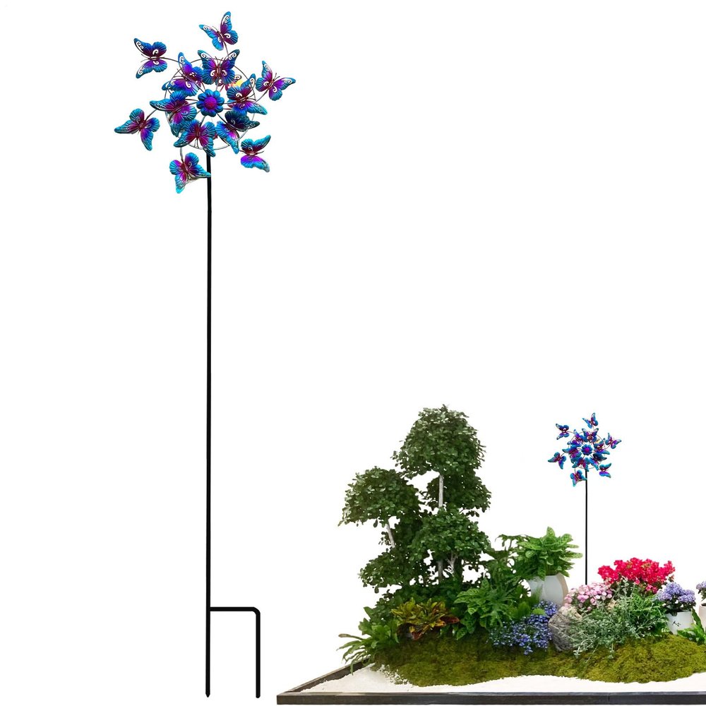 Metal Butterfly Wind Spinner with Chimes, 53.15 x 15.75 in
