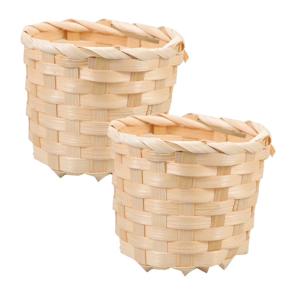 MUCKLILY 2-Piece Retro Bamboo Storage Basket