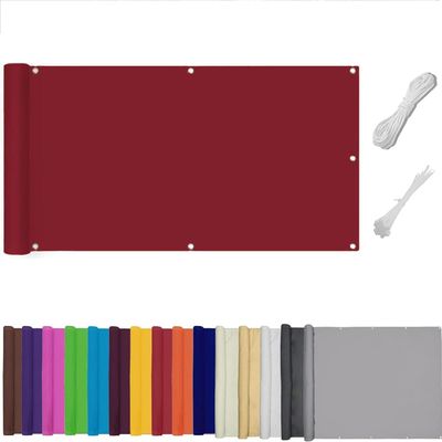 QSZTJJ Balcony Privacy Screen, Windbreak, Waterproof, UV Protection, 1.2 x 6 m, Red