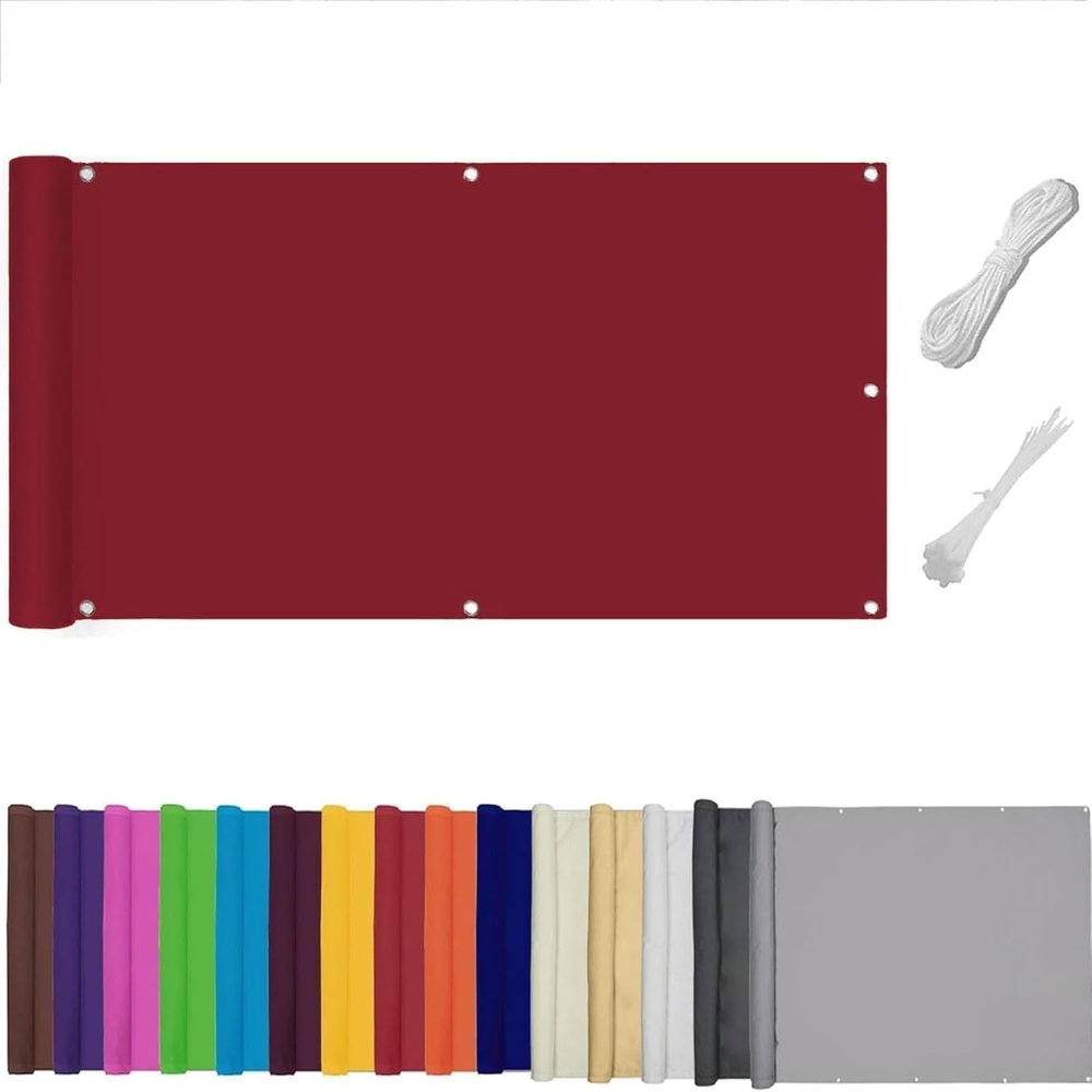 QSZTJJ Balcony Privacy Screen, Windbreak, Waterproof, UV Protection, 1.2 x 6 m, Red