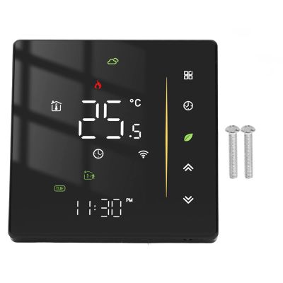WiFi Smart Programmable Thermostat with Remote Control, Energy Saving, Compatible with Assistant, for Boilers and Heating Systems, Black
