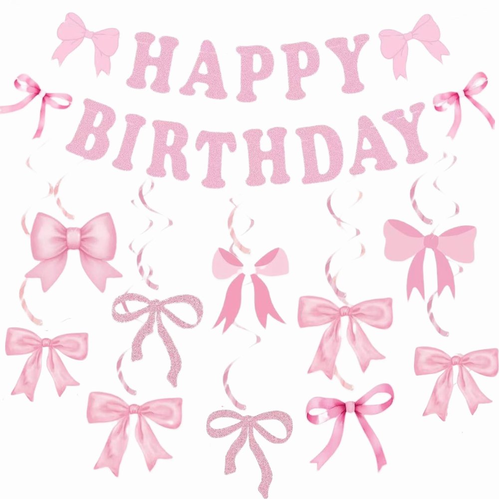 KQDRAVINE Birthday Decoration with Pink Bow