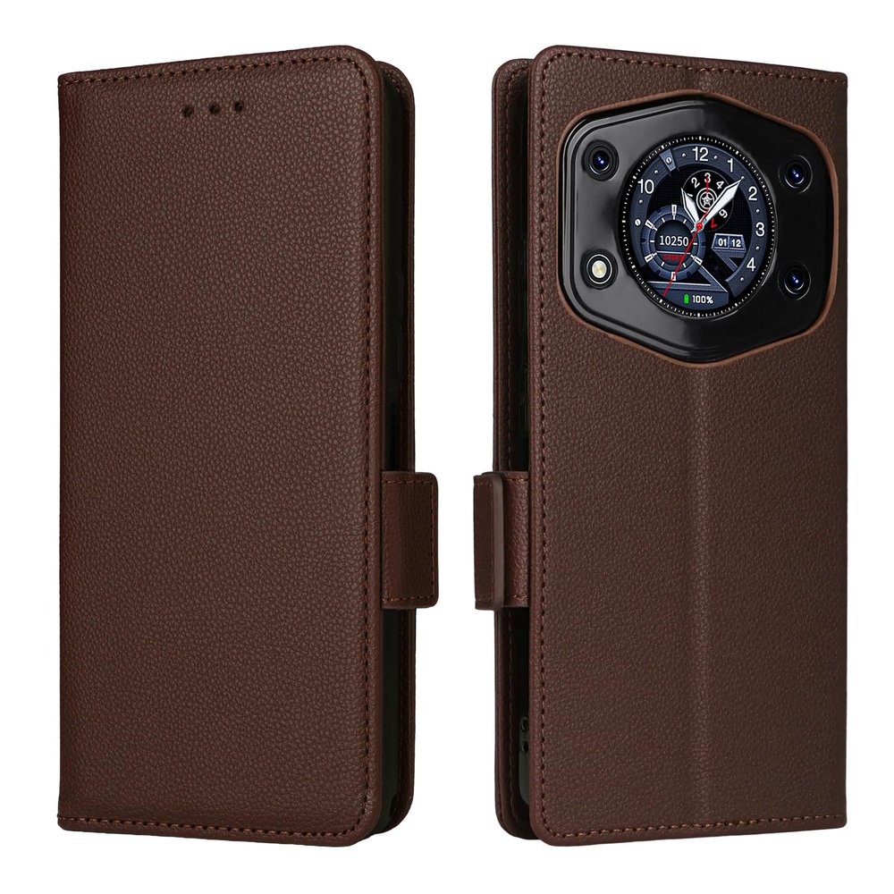 XFDSFDL Case for Cubot A30 (6.75 in), PU Leather Flip Wallet Cover, Litchi Pattern, Stand, Magnetic Closure, Coffee