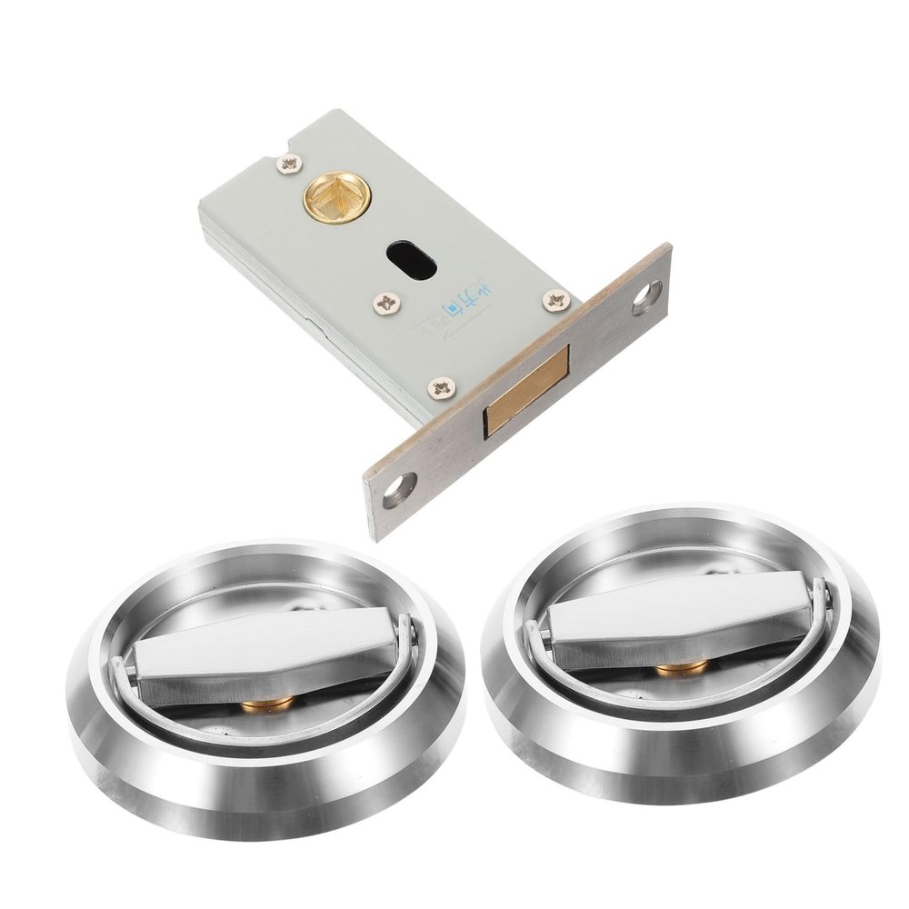 Stainless Steel Sliding Door Bolt Lock with Concealed Handle, 1 Set, Silver