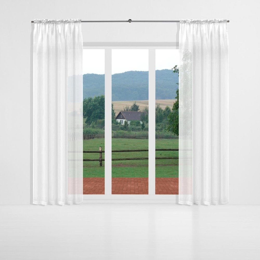 BN Gardinen White Voile Curtain with Gather Tape, Light-Filtering and Semi-Transparent, OEKO-TEX 100 Certified (H/W: 160/750 cm)