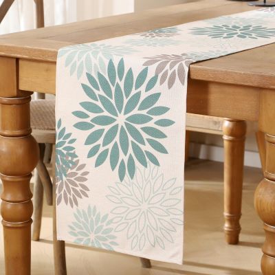 Boho Sage Green Dahlia Table Runner