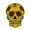 Mexican Sugar Skull Patch – Yellow Day of the Dead Embroidered Iron-On Applique, 8 x 10 cm view 1