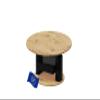 Round Extendable Coffee Table HPM-111, Height-Adjustable, Artisan Oak/Glossy Black, 100–144 cm, with Drawer view 1