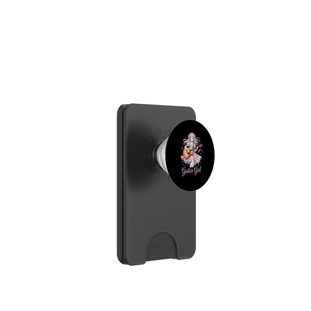 Guitar Girl Rainbow Anime Band Member Guitarist Musician PopSockets PopWallet for MagSafe