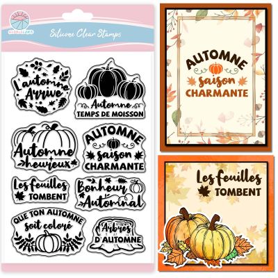 GLOBLELAND Fall French Text Transparent Stamps for Scrapbooking