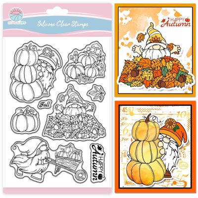 GLOBLELAND Autumn Gnome Transparent Stamps for Scrapbooking