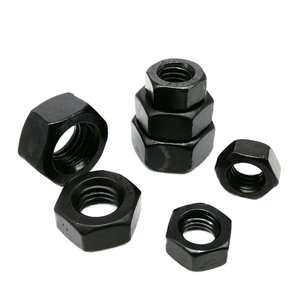 DIN 934 Black-Plated 304 Stainless Steel Hex Nuts, M1.6–M12, 200-Piece M2 Set