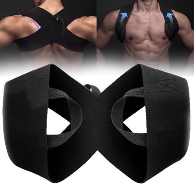 Fitness Shoulder Straps, Open-Shoulder Posture Corrector, Black, S