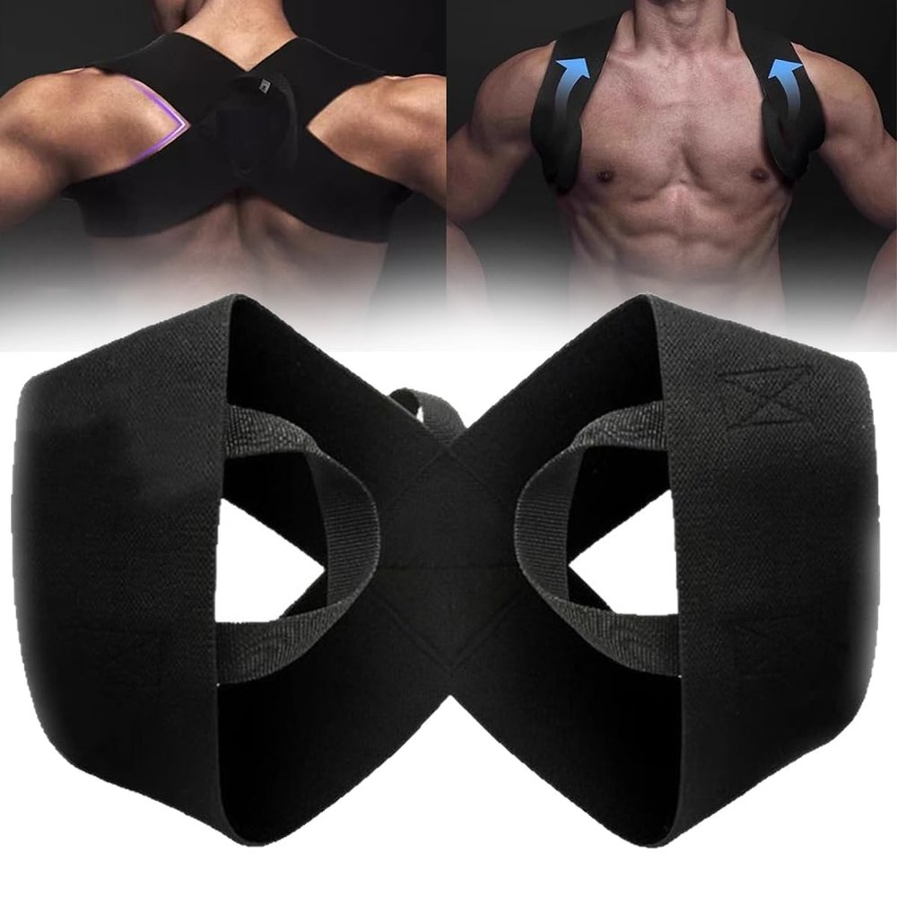 Fitness Shoulder Straps, Open-Shoulder Posture Corrector, Black, S