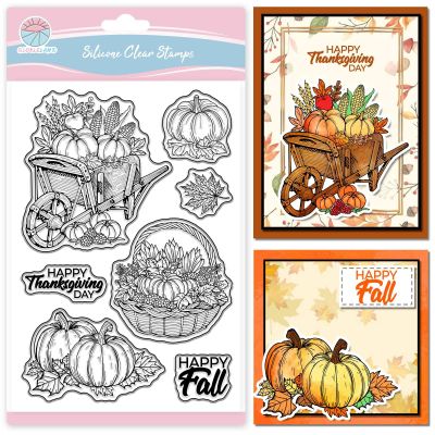 GLOBLELAND Fall Pumpkin Transparent Stamps for Scrapbooking