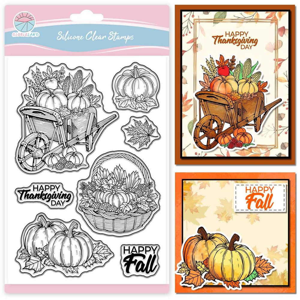 GLOBLELAND Fall Pumpkin Transparent Stamps for Scrapbooking
