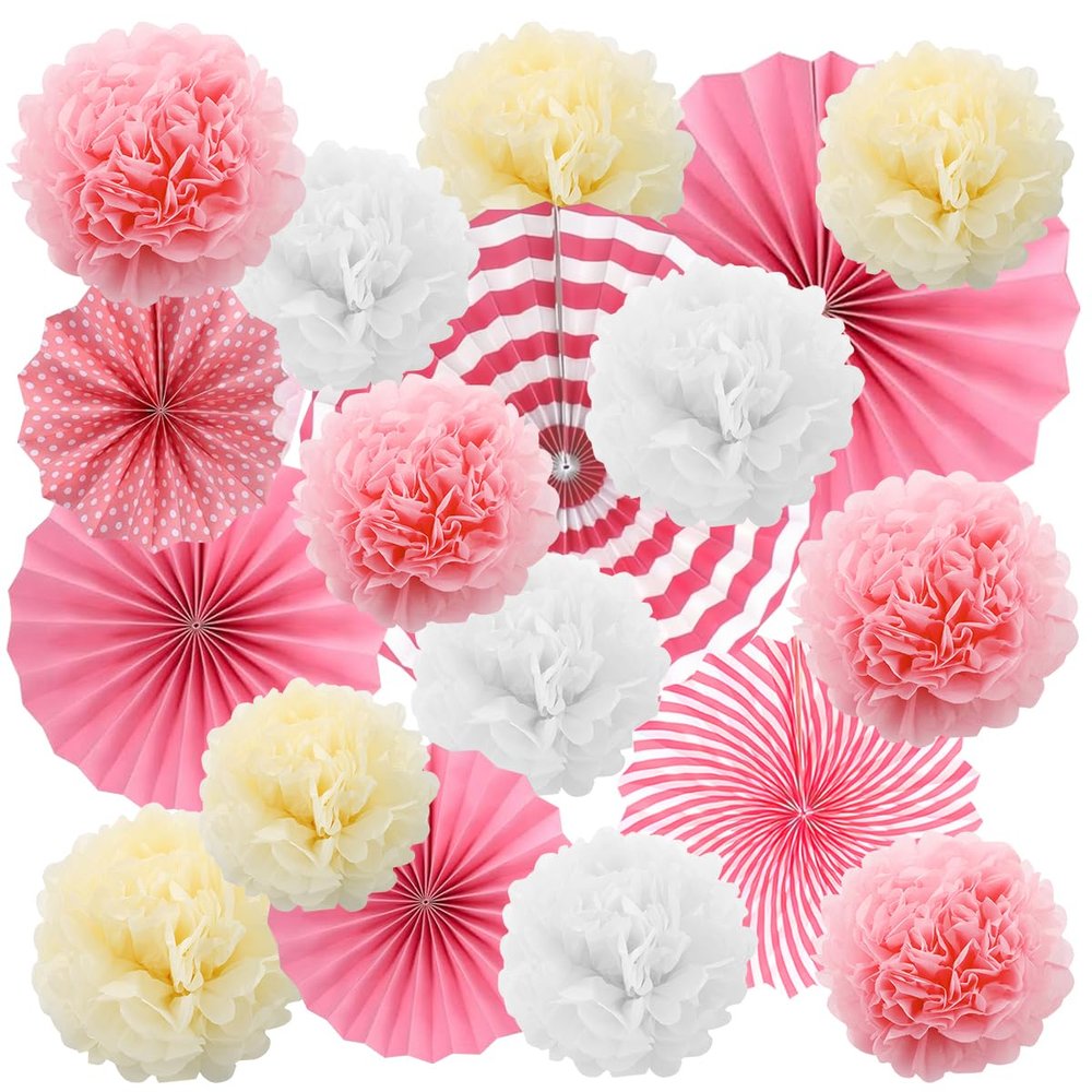 18 Pink Paper Party Decorations