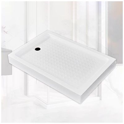 Acrylic Shower Pan with Drain, Nonslip Textured Surface