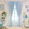 Homxi Room-Darkening Curtains, 2 Panels, 42 W x 45 H in, Modern Blue Double-Layer Curtains with Lace Embroidery and Window Hooks view 1