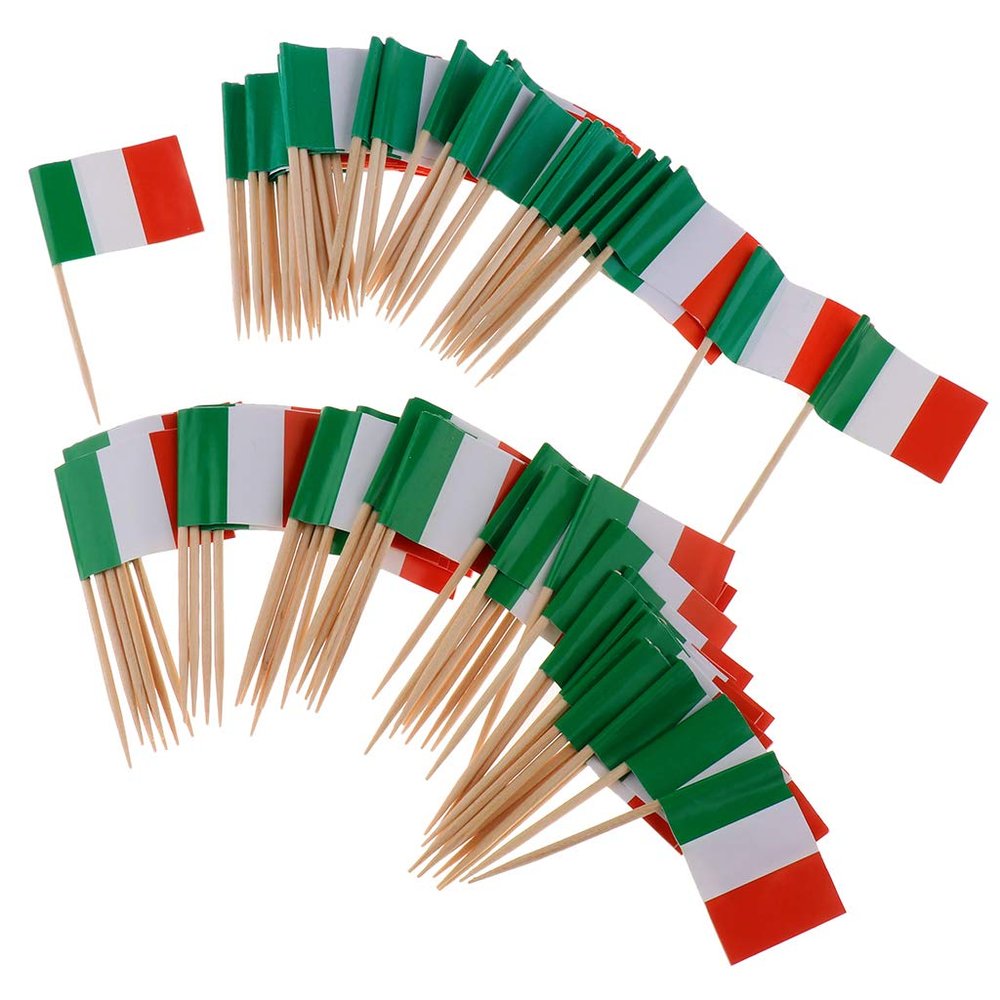 100 Decorative Flag Toothpicks, Party, Food, Decorations, Italy