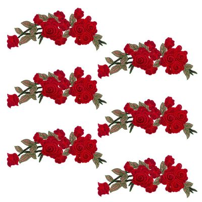 MAYJOYDIY 6-Piece Rose Embroidered Patches
