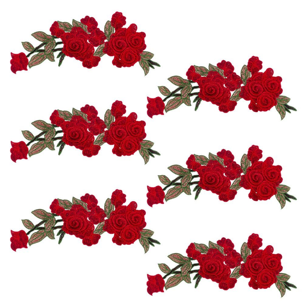 MAYJOYDIY 6-Piece Rose Embroidered Patches