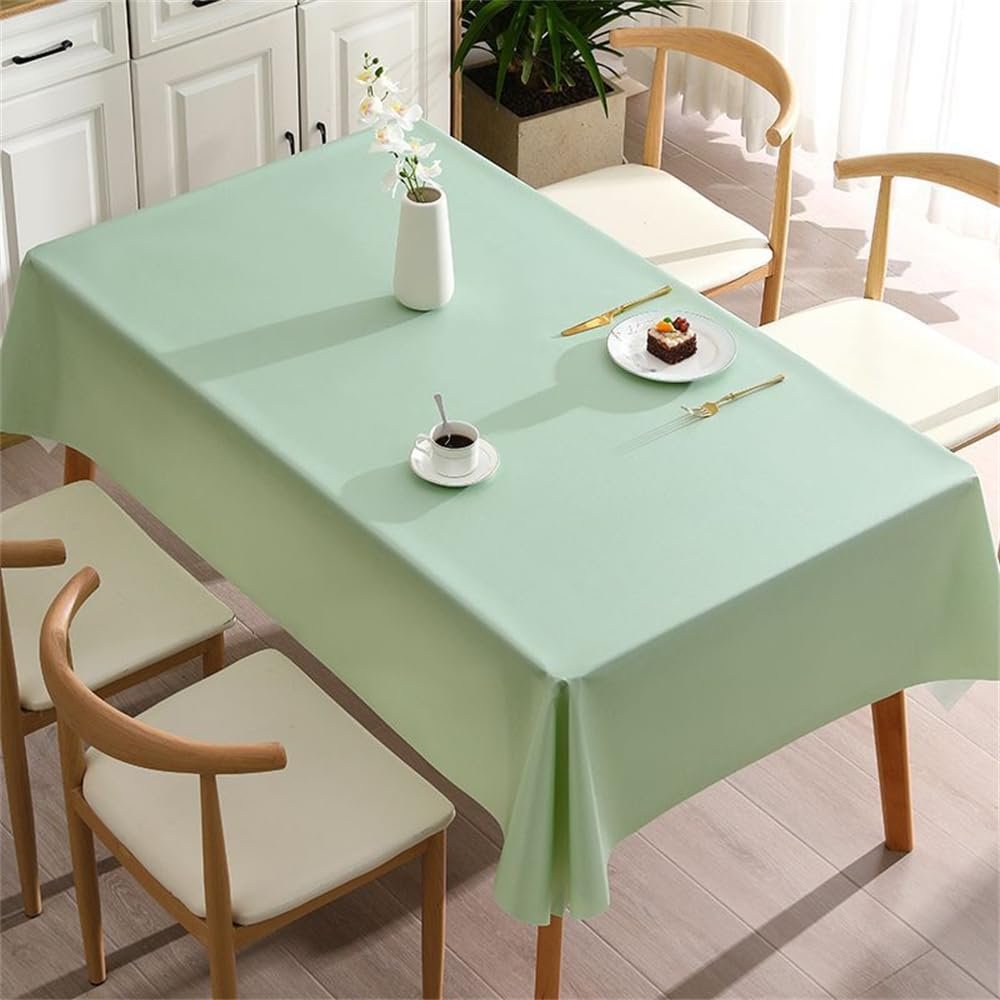 Treer PVC Oilcloth Tablecloth, Water-Resistant and Wipeable, Green, 140 x 140 cm