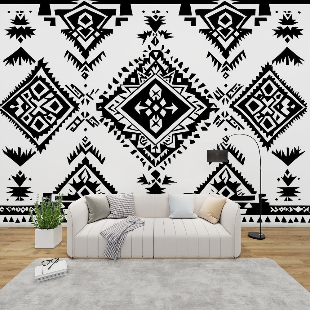 PaxGloz Tribal Boho Aztec Photo Wallpaper, Nonwoven Wall Mural, 450 x 315 cm (W x H)