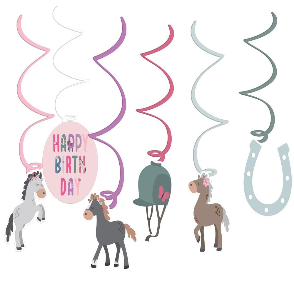 Folat Happy Horse Birthday Decorations - 6 Pieces