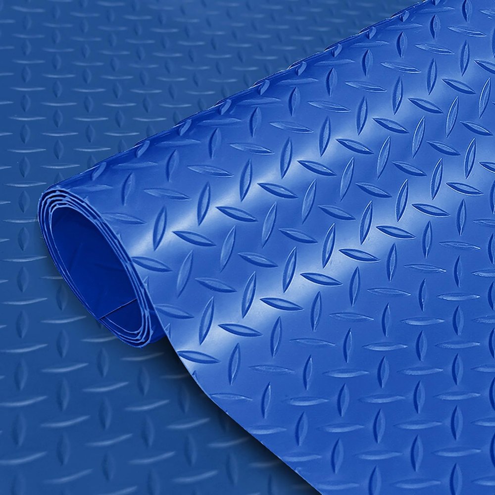 NOBBAT Garage Floor Mat, PVC Anti-Slip Mat, Diamond-Pattern Flooring Roll for Cars, SUVs, Pickups, RVs, and Gyms (Blue, 150 cm x 10 m)