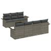vidaXL 8-Piece Outdoor Sofa Set, 7-Seater, Gray Poly Rattan view 1