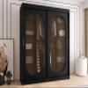 Mirjan24 Bimaza 180 Sliding-Door Wardrobe with Drawers, Smoked Glass, Black view 2
