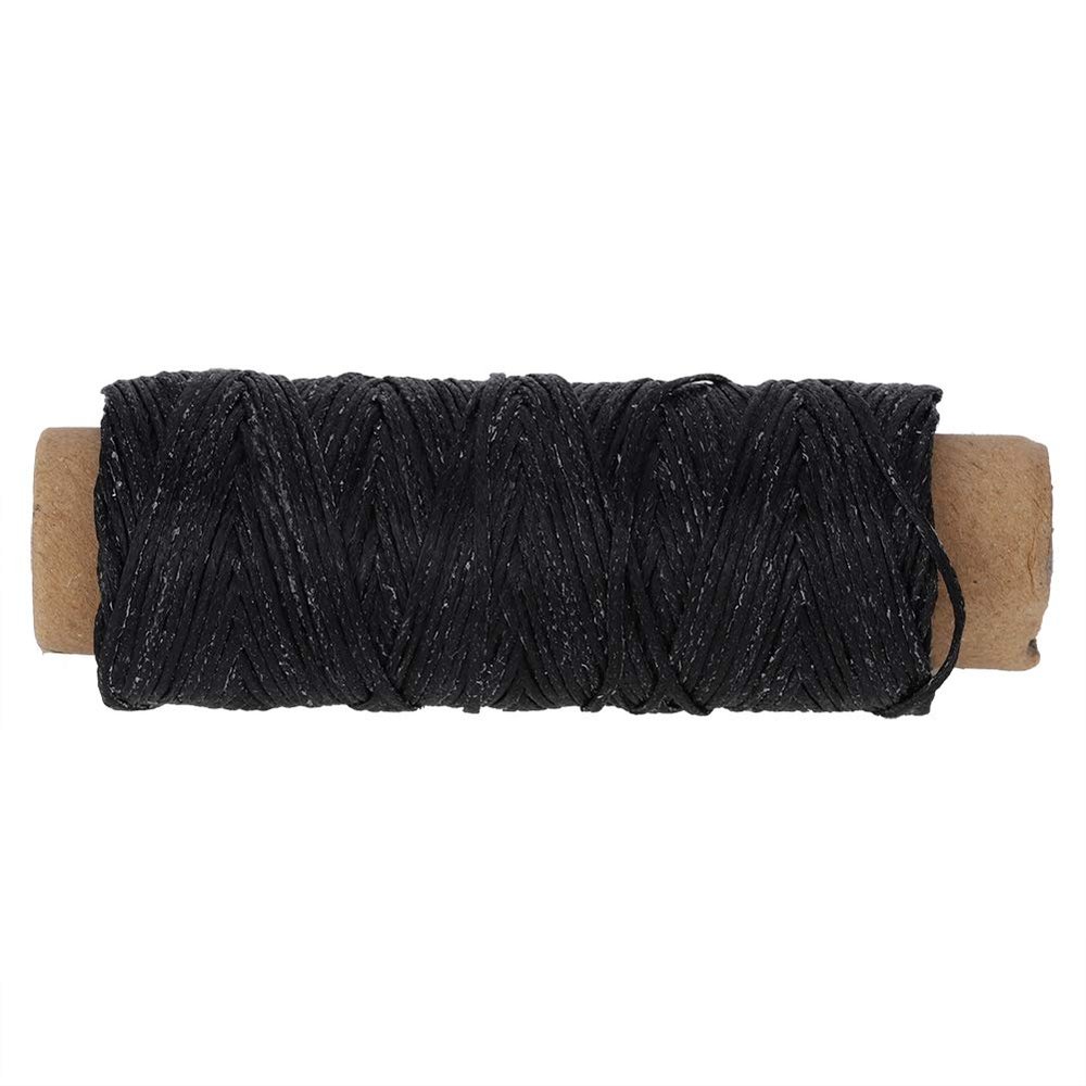 Wear-Resistant 150D/16 Flat Waxed Thread for Hand Sewing Leather, 50m (BLACK)