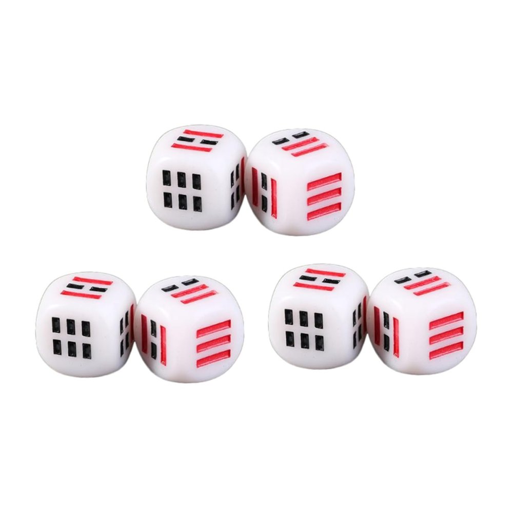 IMIKEYA 6-Piece Acrylic Divination Dice Set, Portable, Smoothly Polished, White Bagua Dice