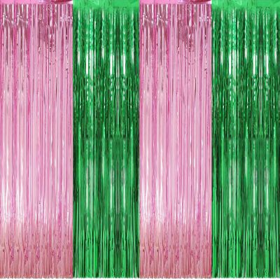 Pink Green Glitter Curtain Set
