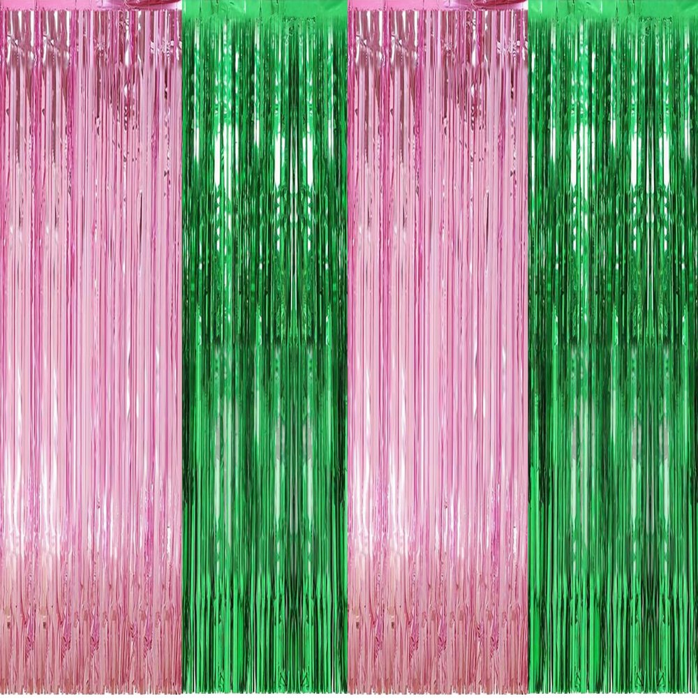 Pink Green Glitter Curtain Set
