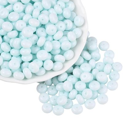 PONABEADIY 1 Box 200 pcs 8mm Light Blue Rondelle Glass Beads