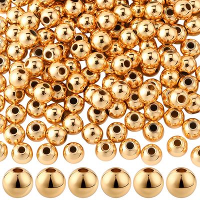 PONABEADIY 1 Box 200 pcs 5mm 14K Gold-Plated Brass Spacer Beads