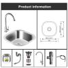 CAFIEDR Stainless Steel Kitchen Sink with Faucet, 1 Bowl, 35 × 35 × 20 cm view 2