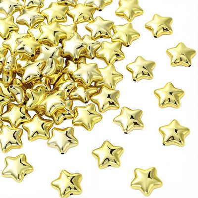 PONABEADIY 1 Box 60 Golden Star Acrylic Glitter Beads