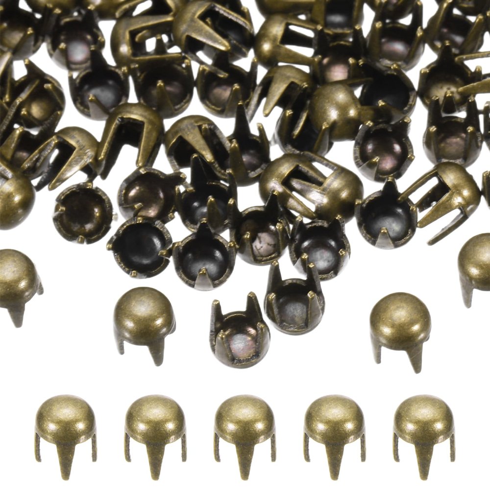 PATIKIL 90 Pcs Round Dome Rivets, Metal 4-Prong Studs