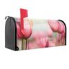 banjado American Mailbox – Tulips Design, 51 x 22 x 17 cm, Black Powder-Coated Steel view 1