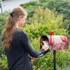 banjado American Mailbox – Tulips Design, 51 x 22 x 17 cm, Black Powder-Coated Steel view 2