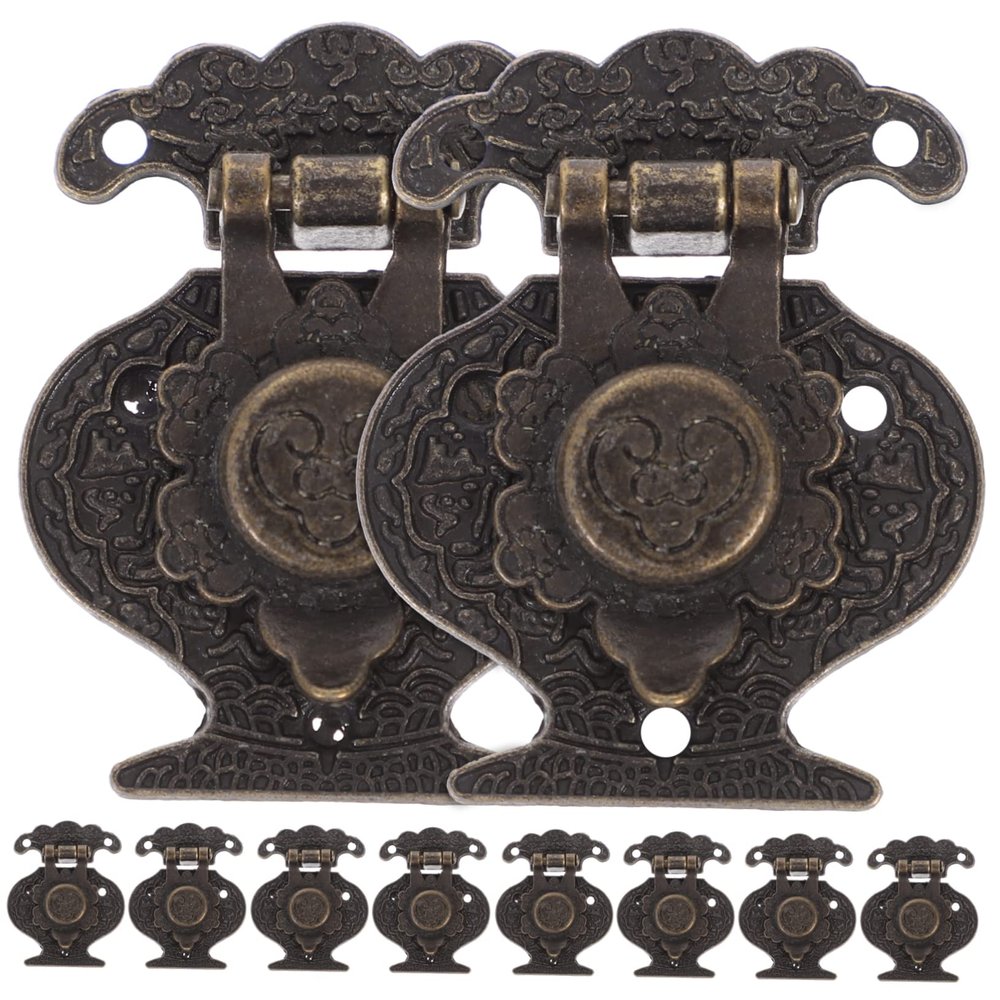 FOYTOKI 10-Piece Antique Zinc Alloy Hasp Latches, Non-Deformable, Vintage Style, Rust-Resistant, with Mounting Screws for Wooden and Wine Crates