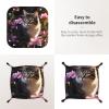 Leather Desktop Storage Tray with Flower and Cat Pattern view 3