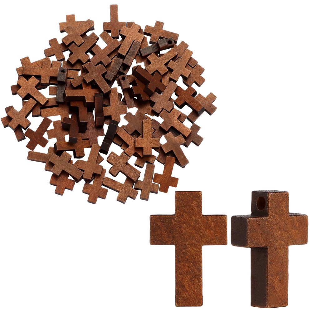 msymsyu Wooden Cross 60 pcs 21x14x5mm