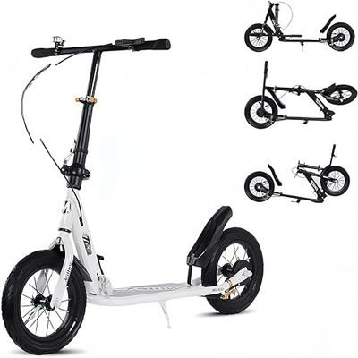 XXL Big-Wheel Kick Scooter for Adults and Children, Foldable City Scooter with Hand Brake, 150 kg Capacity