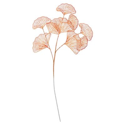 3-Pronged Ginkgo Leaf Flowers, Artificial Flowers (Orange)