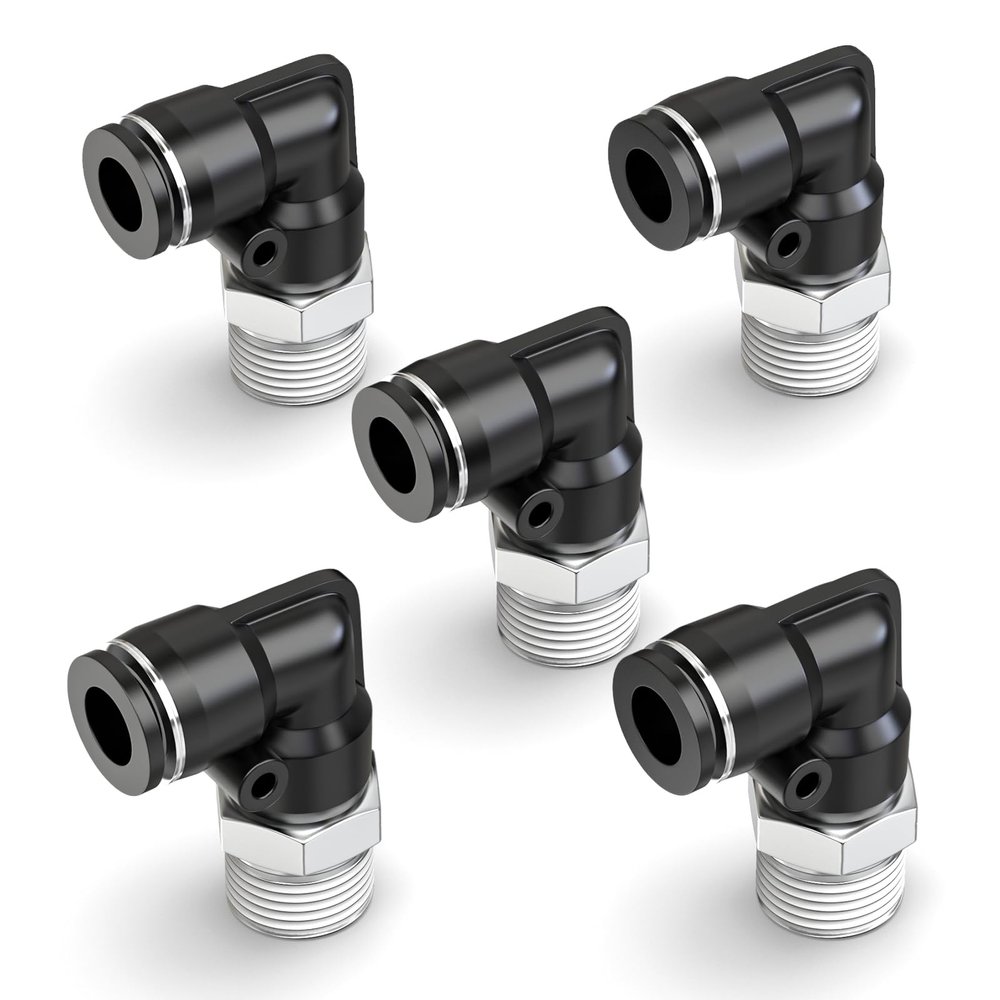 ERGAOBOY 5-Pack 6 mm OD x 1/2" BSP Male 90° Push-to-Connect Elbow Fittings